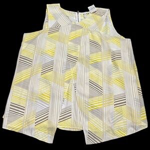 Cato Women’s Yellow Multi Geometric Print Casual Sporty Summer Top Sz-XL